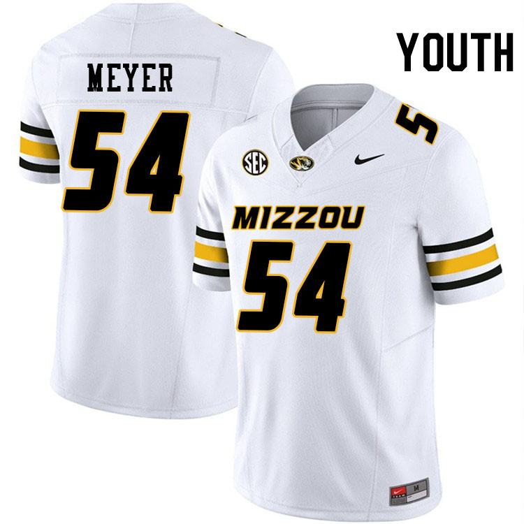 Youth #54 Jack Meyer Missouri Tigers College Football Jerseys Stitched-White